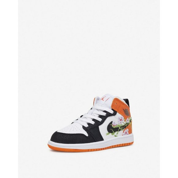 NEW NIKE JORDAN 1 MID SE (TD) COLOR WHITE/BLACK-STARTFISH SIZE 6C DQ8391-100 - Picture 3 of 8